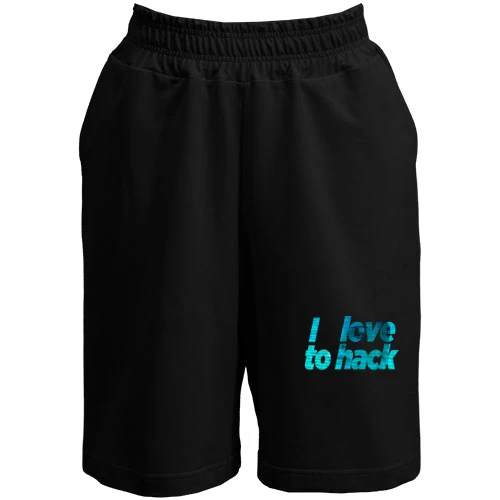 Мужские шорты, Черный, с надписью "I love to hack"