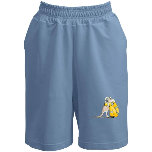 Мужские шорты, Синий, с кенгуру и пожарным