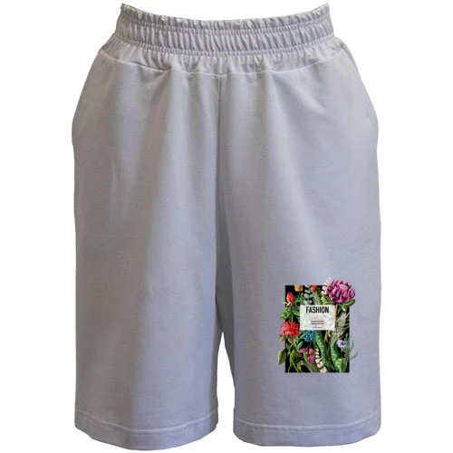 Мужские шорты, Белый, Flowers Fashion