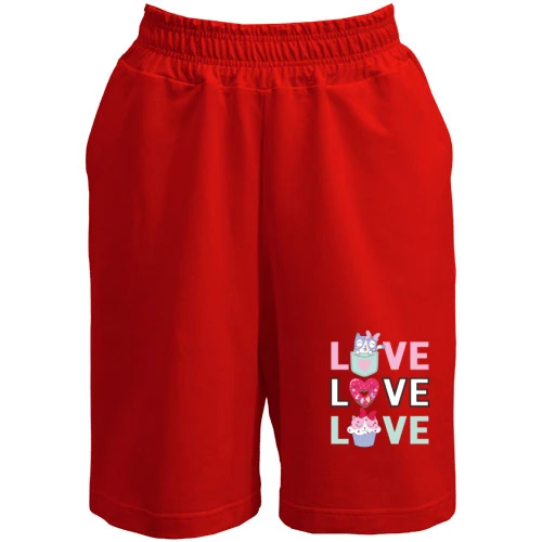 Мужские шорты, Красный, Love Love Love