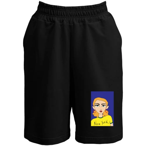 Чоловічі шорти, Чорний, Blonde in a yellow t-shirt