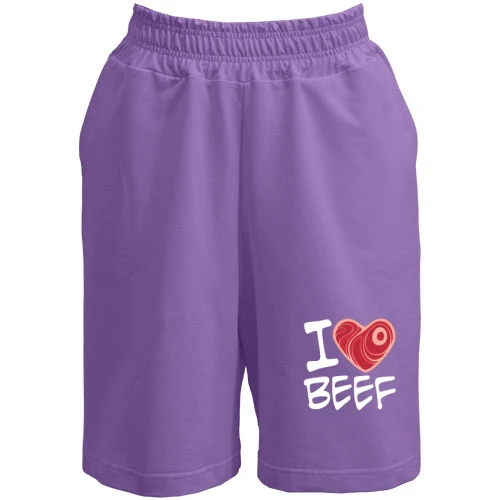 Мужские шорты, Лавандовый, "I love Beef"