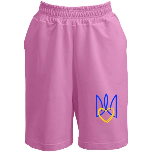 Мужские шорты, Розовый, с синим тризубом и жёлтым сердцем