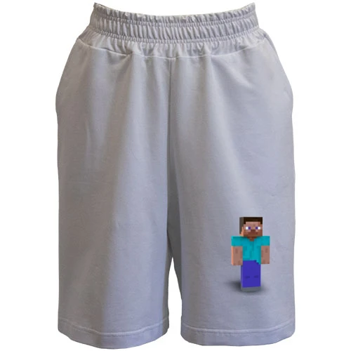 Мужские шорты, Белый, Minecraft Стив (2)