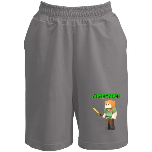 Мужские шорты, Серый, Minecraft Алекс