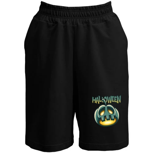 Мужские шорты с расстроенной тыквой-черепом и надписью «HALLOWEEN»