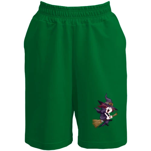 Мужские шорты, Зеленый, ведьмочка летит на шабаш