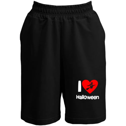 Мужские шорты, Черный, I love Halloween