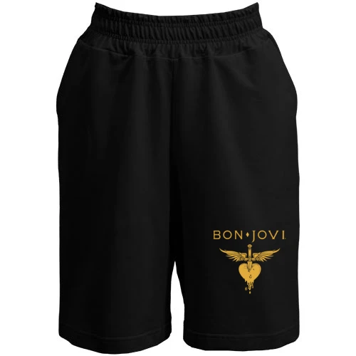 Женские  шорты, черный, Bon Jovi gold logo