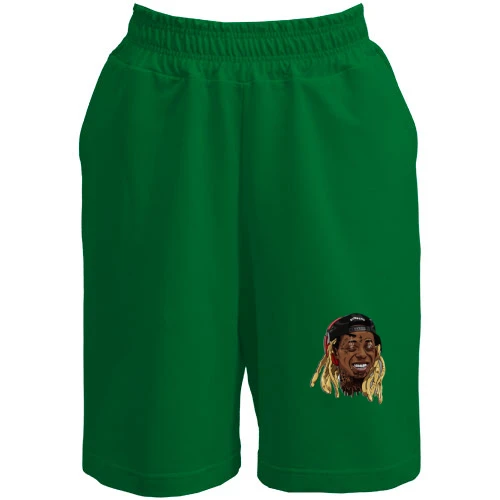 Женские  шорты, Зеленый, с улыбающимся Lil Wayne