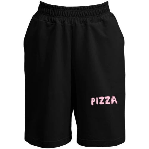 Женские  шорты, Черный, с надписью "Pizza"
