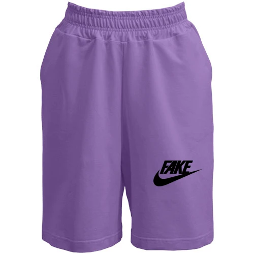 Женские  шорты, Лавандовый, с надписью "Fake" в стиле Nike