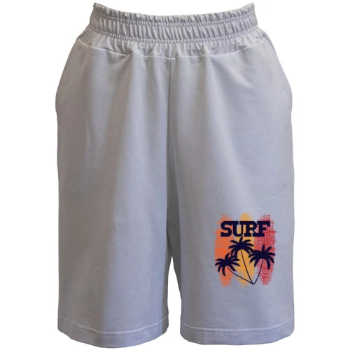 Женские  шорты, Белый, Surf and Palm trees