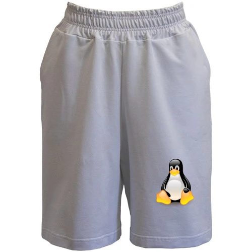 Женские шорты, белый, с пингвином Linux