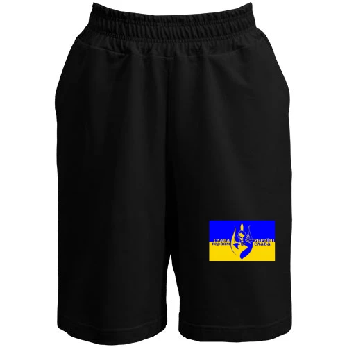 Жіночі шорти, Чорний, Слава Україні (з силуетом козака)