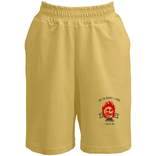 Жіночі шорти з вогняним черепом і палаючими мостами