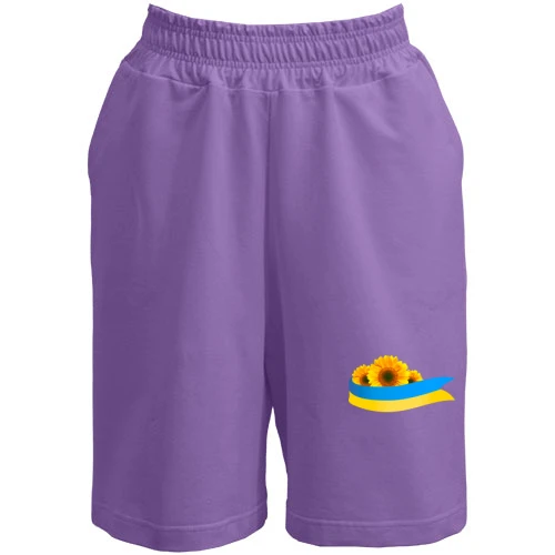 Жіночі шорти, Лавандовий, з соняшником та прапором