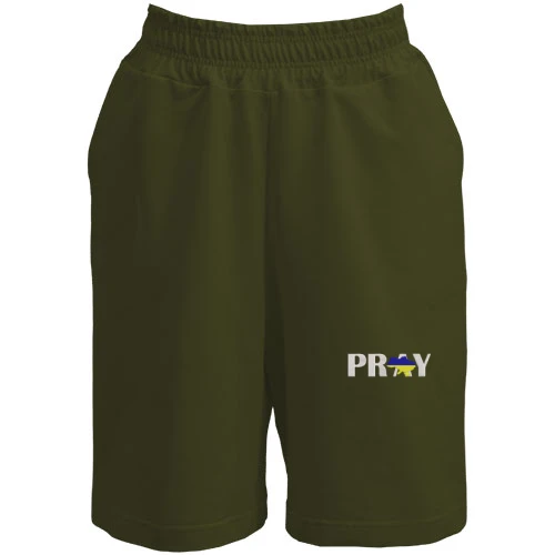 Женские  шорты, Хаки, Pray for Ukraine -