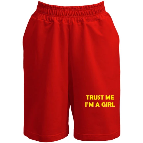 Женские  шорты с ярко-желтой надписью «TRUST ME I'M A GIRL»