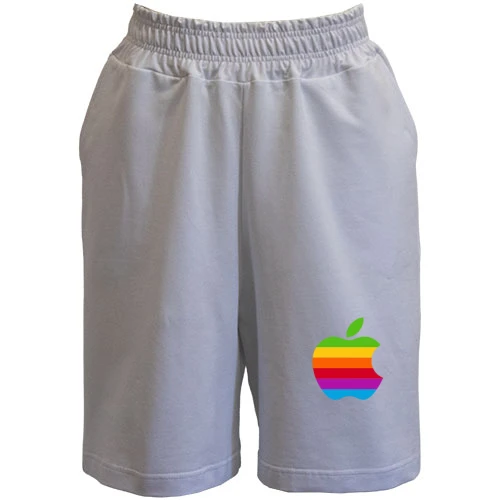 Женские шорты, белый, Apple (радуга)