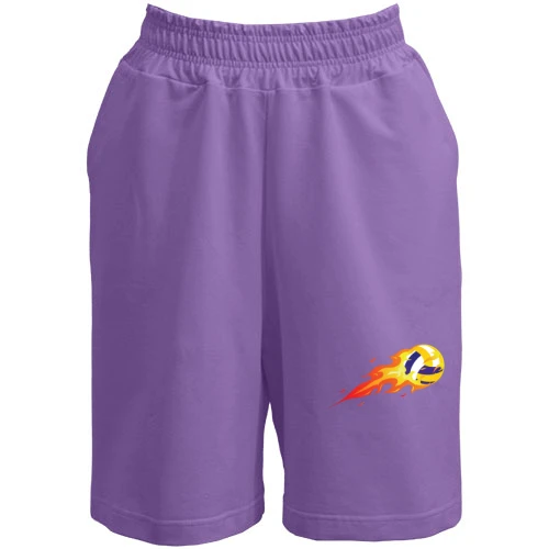 Женские  шорты, лавандовый, с огненным волейбольным мячом