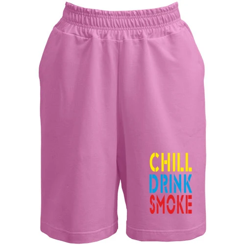 Жіночі шорти, Рожевий, Chill, Drink, Smoke