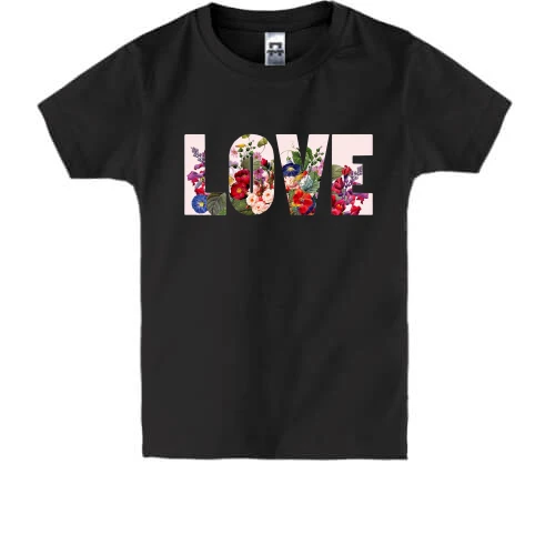 Дитяча футболка з написом "Love" з квітів (2)