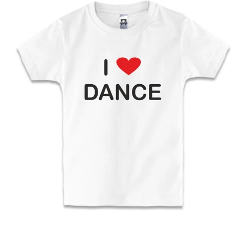 Детская футболка I Love Dance с красным сердцем