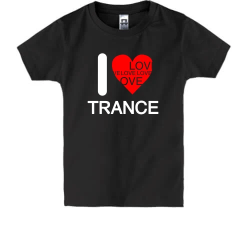 Детская футболка, Черный, I Love Trance