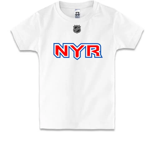 Детская футболка, Белый, New York Rangers с крупными буквами NYR