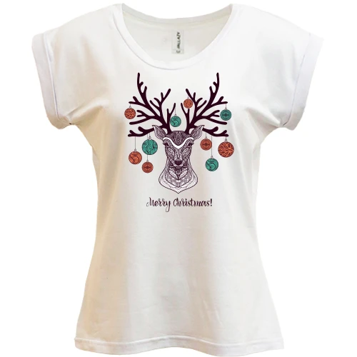 Футболка жіноча PANI, Білий, Merry Christmas Deer
