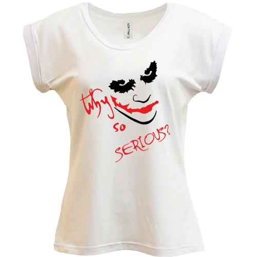 Футболка женская PANI, Белый, с лицом Джокера «Why so serious?»
