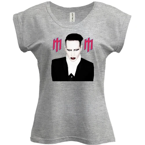 Футболка женская PANI, Серый меланж, Marilyn Manson (2)