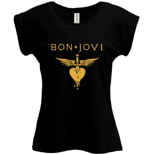 Футболка жіноча PANI, Чорний, Bon Jovi gold logo