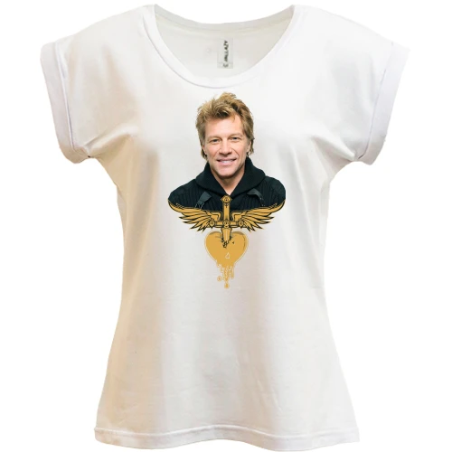 Футболка женская PANI, Белый, Bon Jovi с лого