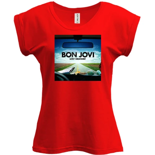 Футболка женская PANI, Красный, Bon Jovi - Lost Highway
