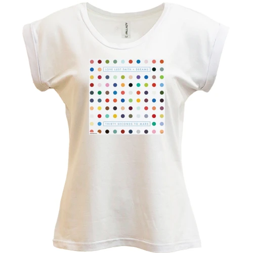 Футболка жіноча PANI, Білий, 30 seconds to mars - Love Lust Faith and Dreams
