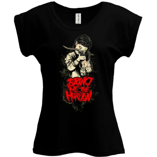 Футболка женская PANI, Черный, c Bring me the horizon girl (2)