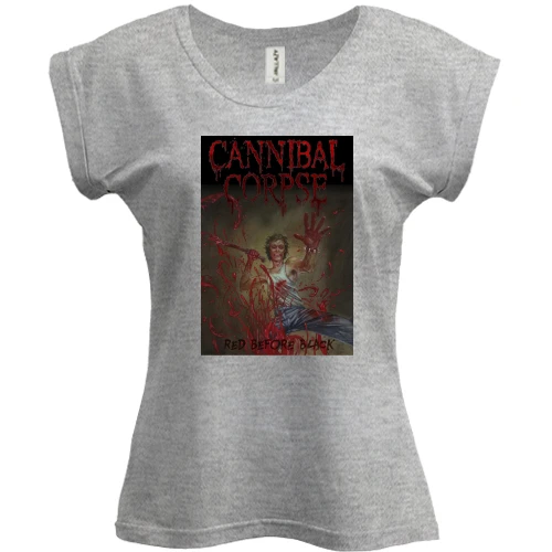 Футболка женская PANI, Серый меланж, Cannibal Corpse - Red Before Black