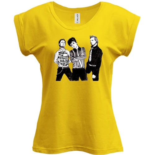 Футболка женская PANI, Желтый, Green day (рисунок)