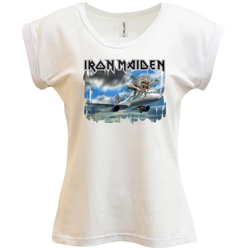 Футболка женская PANI, Синий, Iron Maiden - Монстр на самолете