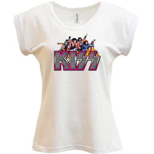 Футболка женская PANI, Белый, KISS Band