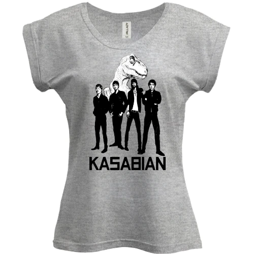Футболка женская PANI, Серый меланж, Kasabian - Velociraptor! (2)