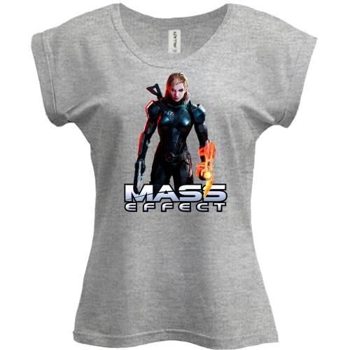 Футболка женская PANI, Серый меланж, Mass Effect Jane Shepard