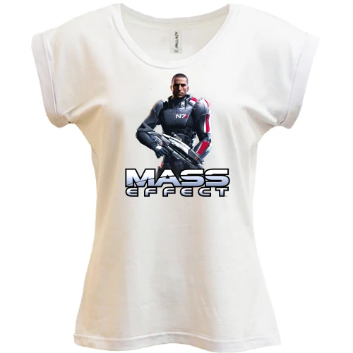 Футболка женская PANI, Белый, Mass Effect Капитан Шепард