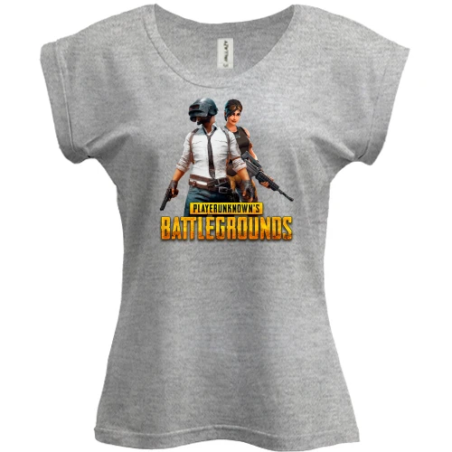 Футболка женская PANI, Серый меланж, с персонажами PlayerUnknown’s Battlegrounds
