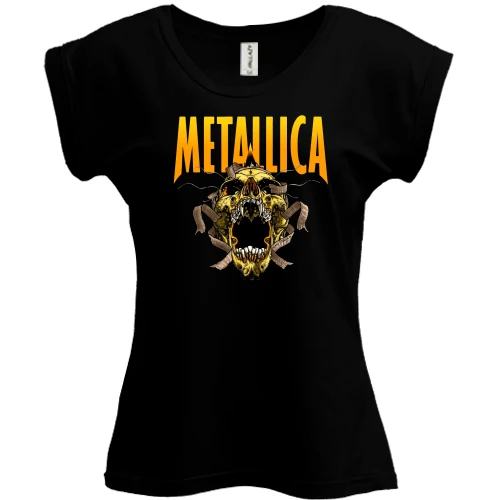 Футболка женская PANI, Черный, Metallica с жёлтым черепом