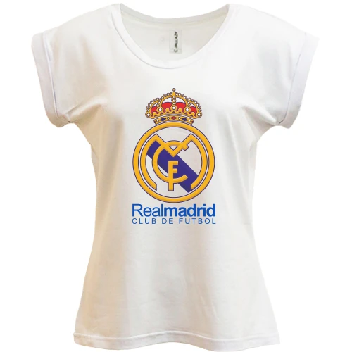 Футболка жіноча PANI, Білий, з кольоровою емблемою Real Madrid