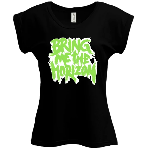 Футболка жіноча PANI, Чорний, Bring me the horizon logo green