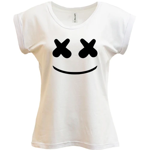 Футболка жіноча PANI, Білий, з обличчям Marshmello